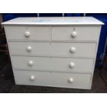 Victorian Painted Pine Two over Three Chest of Drawers with Original Turned Handles