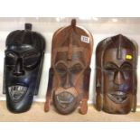 3 x African Treen Masks