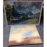 Steam Train Picture and Canvas Picture Signed D. Long