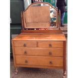 Oak Mirrored Dressing Chest