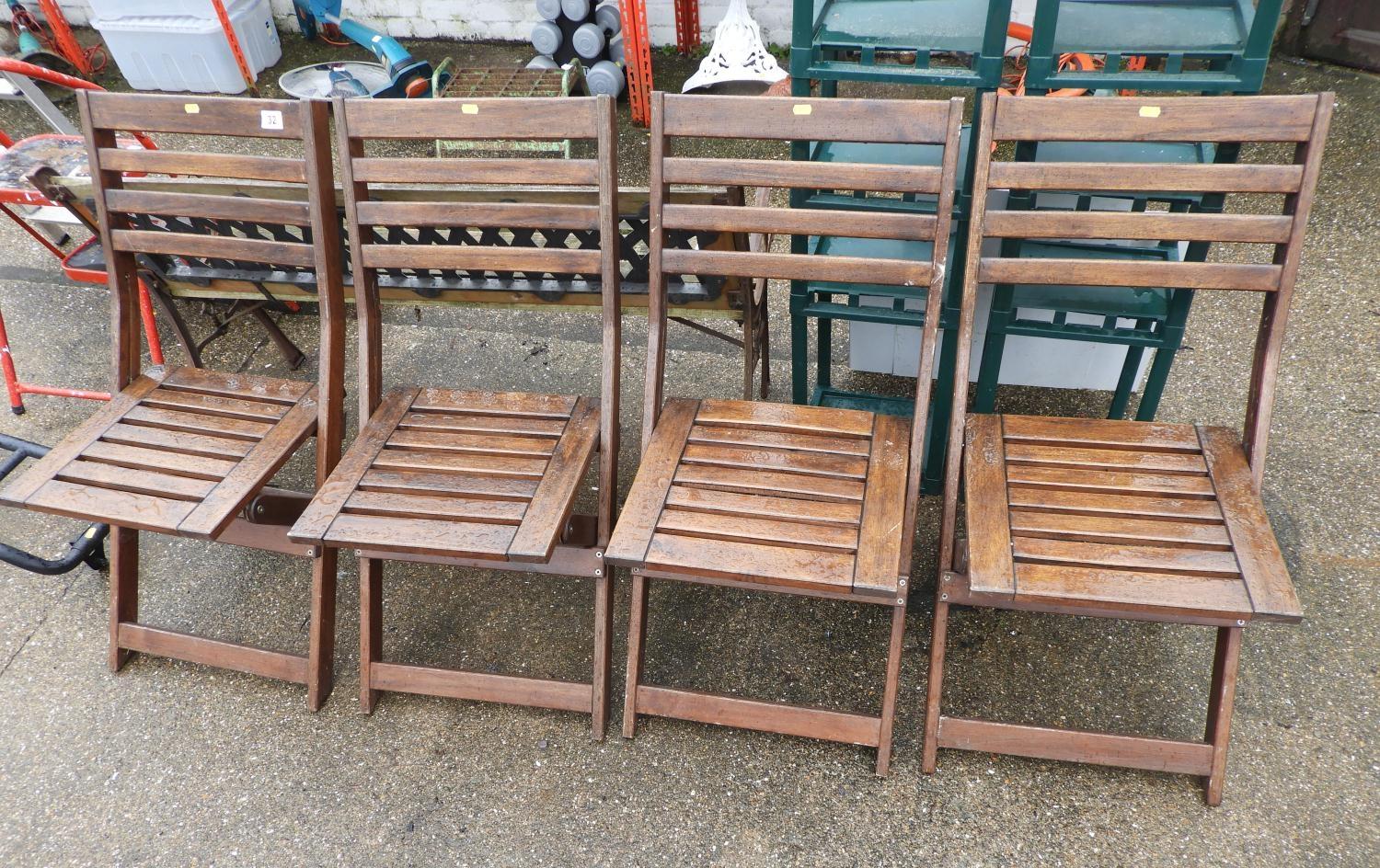 4x Folding Wooden Garden Chairs