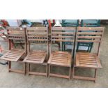 4x Folding Wooden Garden Chairs