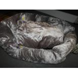 Silver Fabric Dog Bed