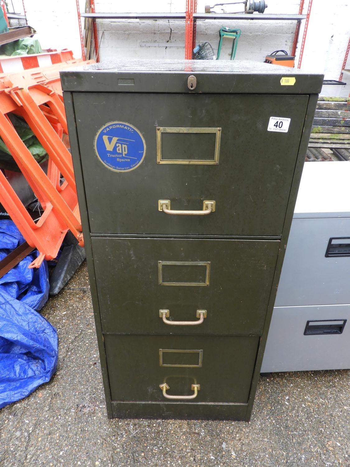 Vintage Three Drawer Metal Filing Cabinet