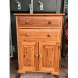 Pine Cupboard with Two Drawers over