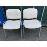 2x Metal Legged Plastic Chairs