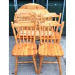 Circular Pine Extending Table and 4x Matching Chairs