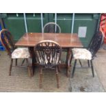 Table and 4x Wheel Back Chairs