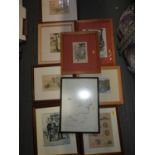 Framed Coloured Engraving etc