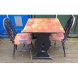 Table and 2x Wheel Back Chairs