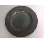 Pewter Plate with Marks to Front and Rear