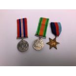 3x WWII Medals - Star Defence Medal and War Medals