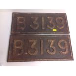 2x Cast Iron Road Number Signs - B3139