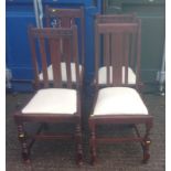 4x Oak Dining Chairs with Upholstered Seats