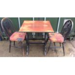 Table and 2x Wheel Back Chairs