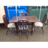 Table and 4x Wheel Back Chairs