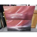2x Abstract Acrylic Paintings on Canvas - Beyond the Line and Endless Waves