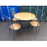 Circular Wooden Table on Metal Legs with 4x Matching Chairs