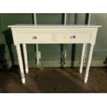 Modern White Console Table with Two Drawers