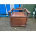 Small Carved Oak Seat with Storage