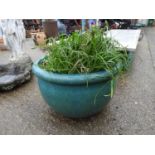 Large Blue Glazed Garden Planter