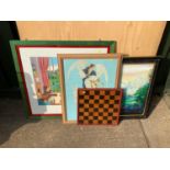 Framed Prints, Chess Board and Glass Painting