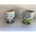 2x VW Camper Van Mugs