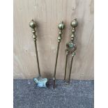 Victorian Brass Fire Tool Set