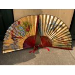 Pair of Large Painted Fans