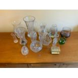 Cut Glass Vases, Paperweight etc