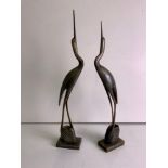 Pair of Cranes Carved in Horn