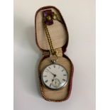 Silver Pocket Watch in Case with Key