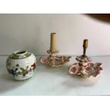 Ginger Jar and Pair of Candlesticks