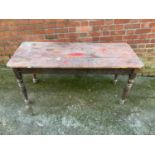 Victorian Pine Kitchen Table - 152cm L x 63cm D x 68cm H