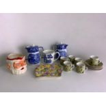 Coffee Cans, Blue and White China and Vintage Santa Jug etc