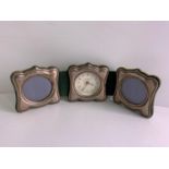 Silver and Velvet Tri-Fold Alarm Clock Photo Frame - 31cm x 9cm - Birmingham
