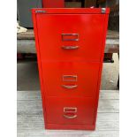 Red Three Drawer Filing Cabinet