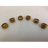 6x Yellow Metal Men's Signet Rings
