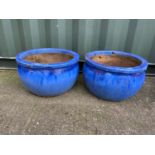 2x Large Glazed Planters