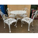 Circular Metal Garden Table with 4x Matching Chairs