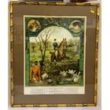 Bamboo Framed Victorian Advertising Calendar 1897 - Visible Picture 55cm x 44cm