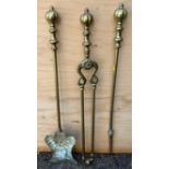 Victorian Brass Fire Tool Set