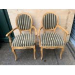 Pair of Upholstered Carver Chairs