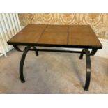 Heavy Wrought Iron Tiled Table - 77cm W x 51cm D x 52cm H