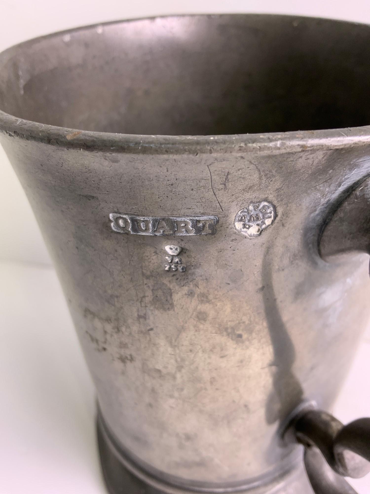 Victorian Pewter Tankard - 750 Excise Mark - Image 3 of 4