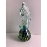 Signed Medina Art Glass Chess Piece - Knight - 16cm High