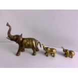 3x Graduating Brass Elephants