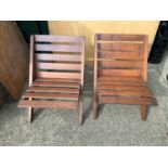 Pair of Folding Wooden Garden Chairs