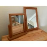 2x Pine Framed Mirrors