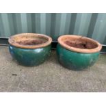 2x Large Glazed Planters